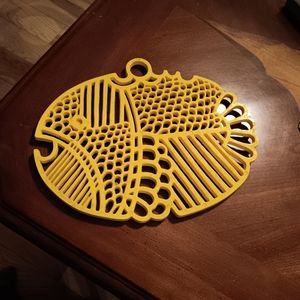 Vintage Dansk fish trivet yellow